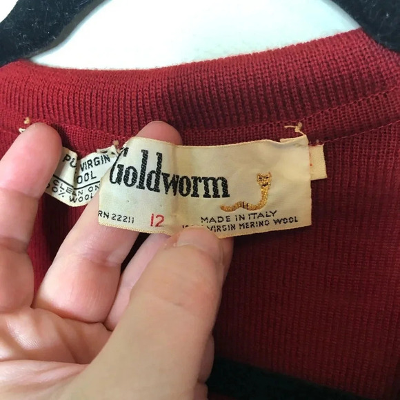 Vintage 60s/70s Goldworm Italian  Wool Dress Size 12 - Picture 5 of 6